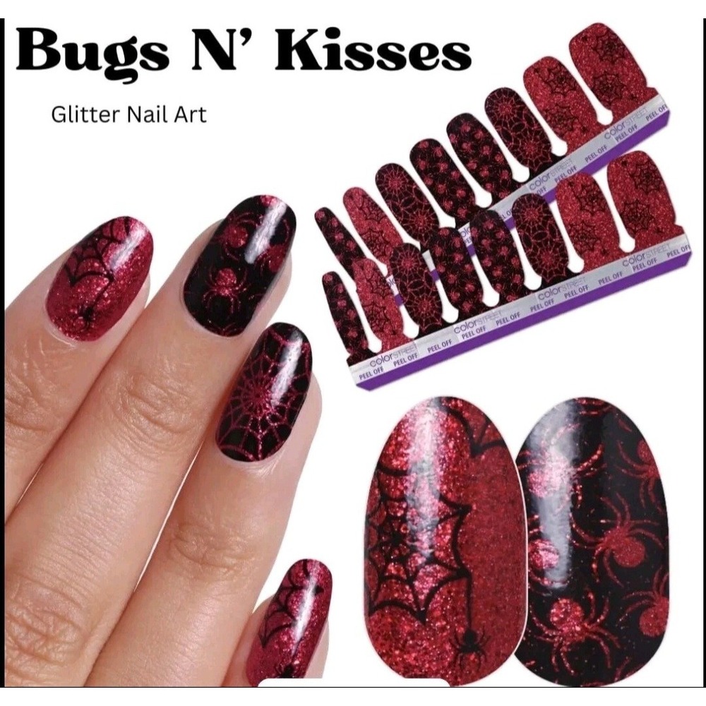 Color Street Nail Polish Strips BUGS N' KISSES Holographic Glitter Retired